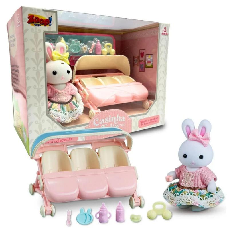 Coleção III Casinha Feliz Carrinho Bebê Trigêmeos ZP01346- Zoop